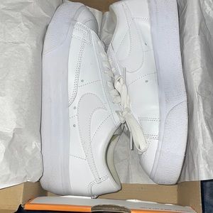 All white platform blazer